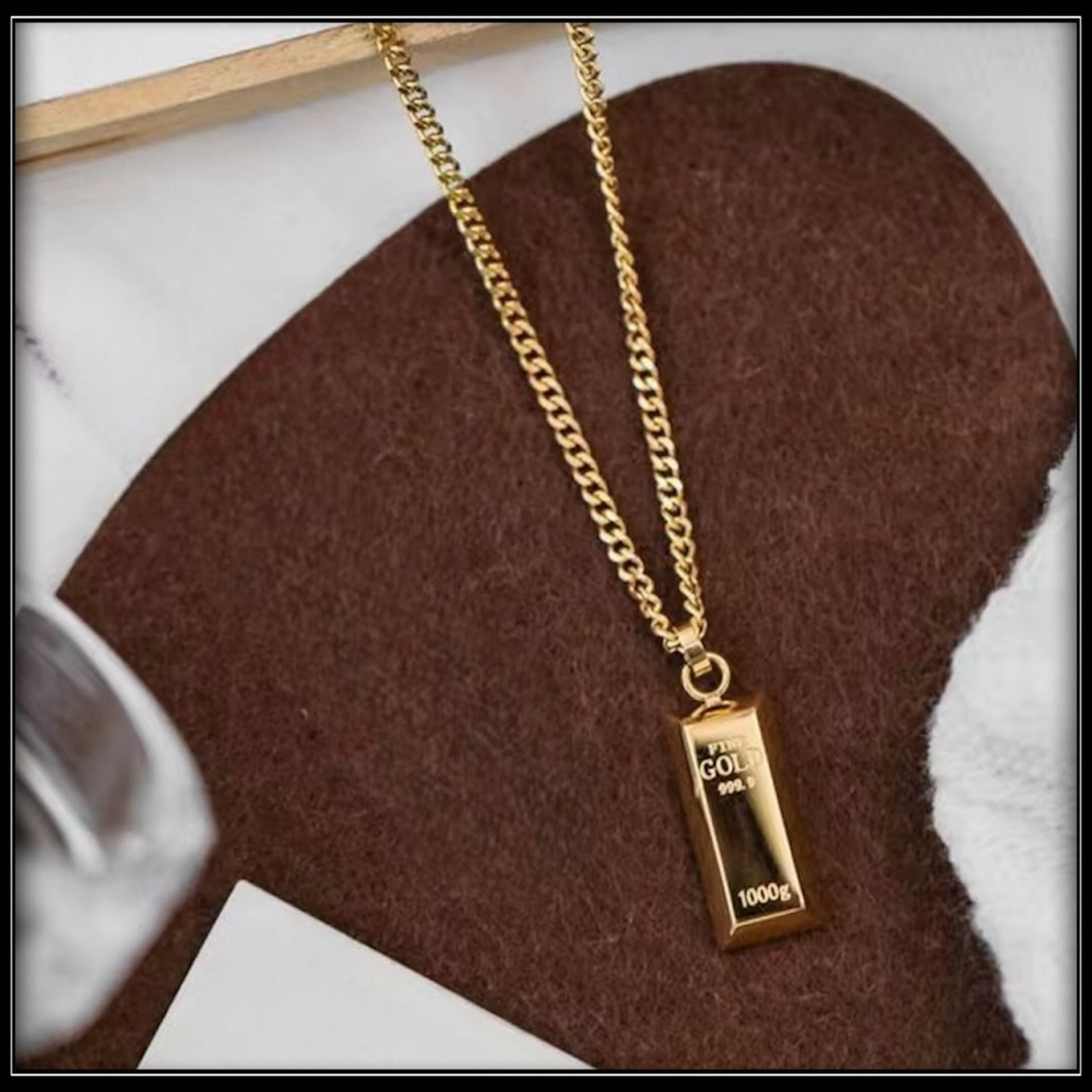 New Boss bullion block icon entrepreneur status rich cash gold digger necklace - Picture 4 of 4